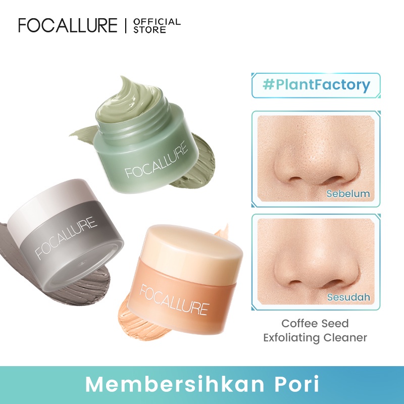 FOCALLURE Cleansing Clay Mask Anti Pores Mild Moisturizing Non-irritating Cleansing Mud Film FASC12 Masker Pembersih