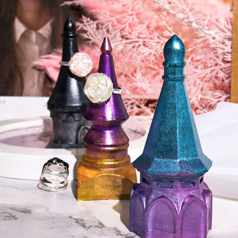 Siy 1pc 5Pcs DIY Epoxy Kristal Hari Kasih Sayang Castle Rings Holder Cetakan Untuk Sabun Lilin Holder Penyimpanan Perhiasan Home Deco