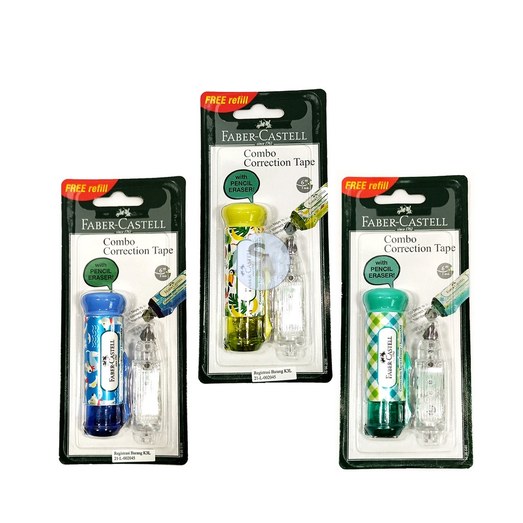 

FABER CASTELL Combo Correction Tape 6m x 5mm Warna - Per Pcs