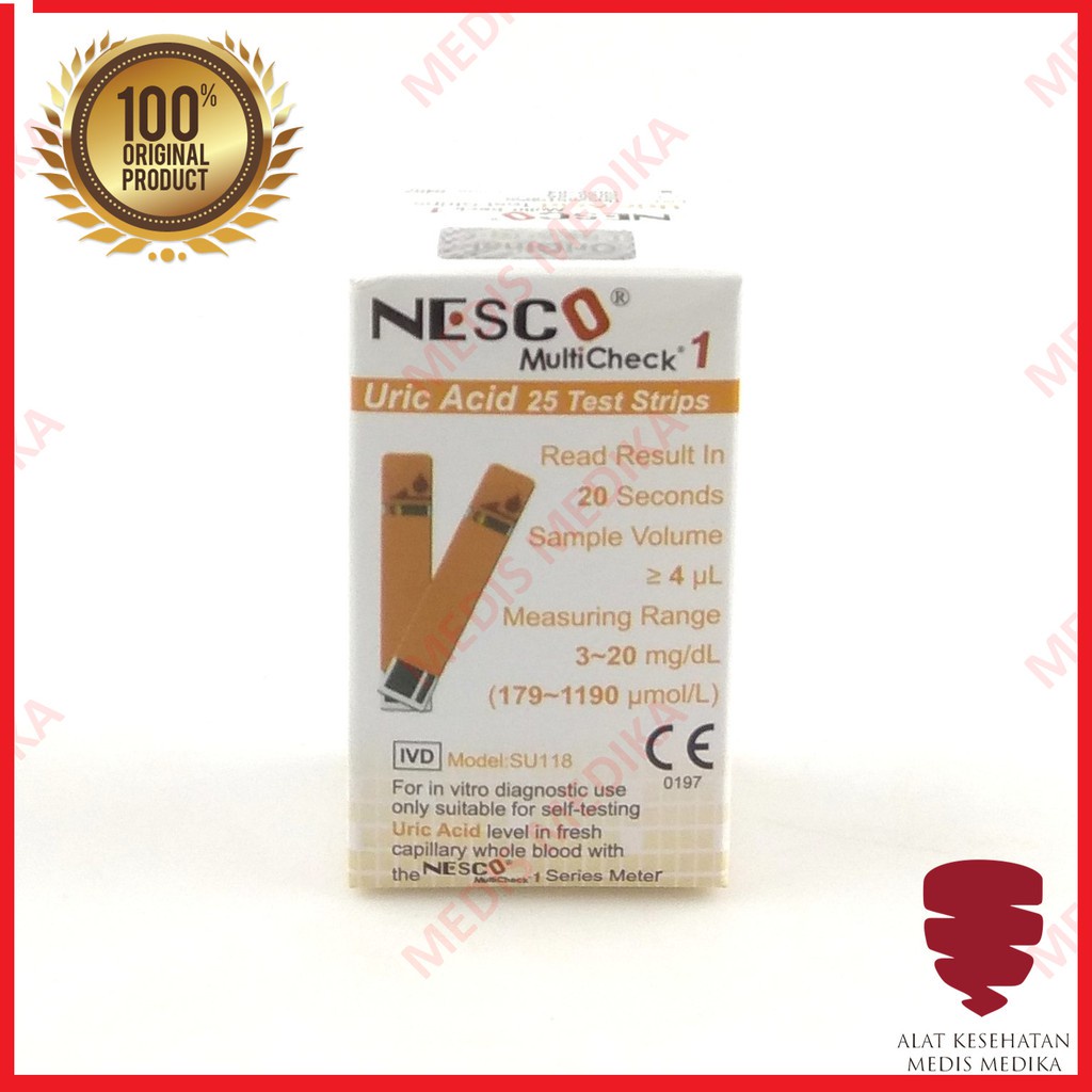 Nesco Uric Urid Acid Test Strip Cek Asam Urat Refill Isi 25 Stik Nesco