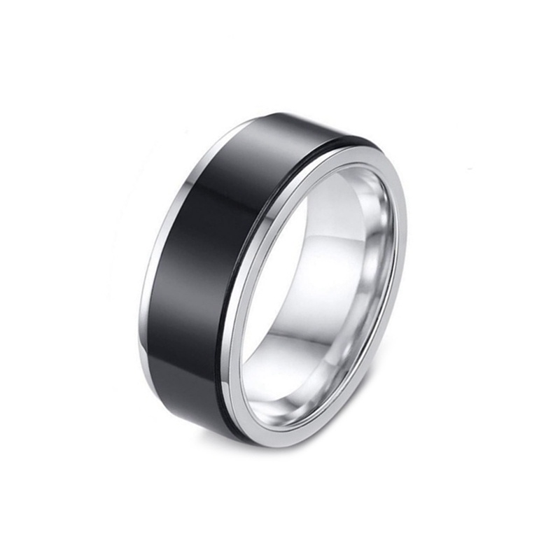 Baru 8 mm Yang Dapat Diputar Cincin Baja Titanium Fashion Trendi Pria Kreatif Rantai Salib Ganda Berputar Cincin Grosir