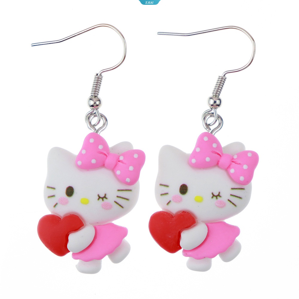 Kawaii Sanrios MyMelody Pom Pom Purin Kuromi HelloKitty Kirby Kartun Anime Anting Lucu Kreatif Alloy Earrings Metal Pendant Perhiasan Hadiah [ZK]