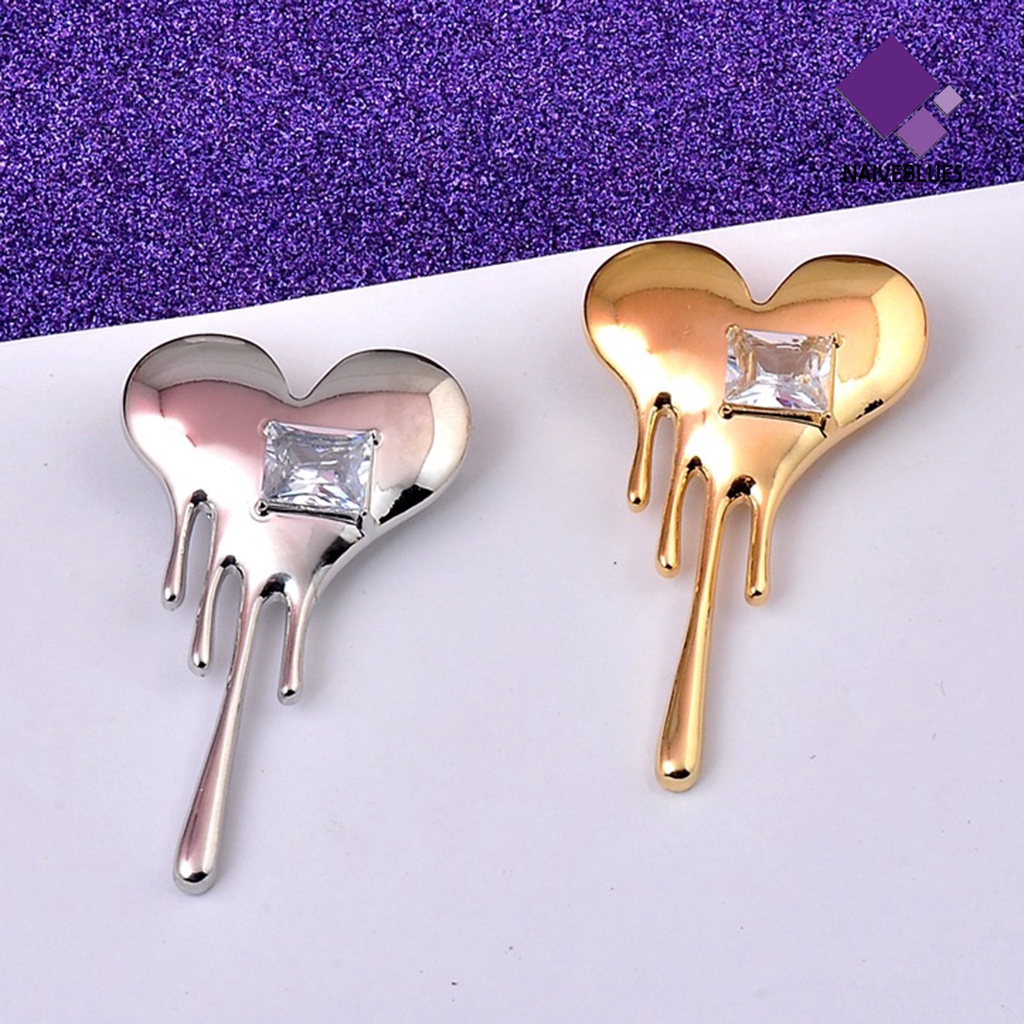 &lt; Naiveblues &gt; Mini Indah Lapel Pin Hadiah Berbentuk Hati Putih Cubic Zirconia Bros Kostum Aksesoris