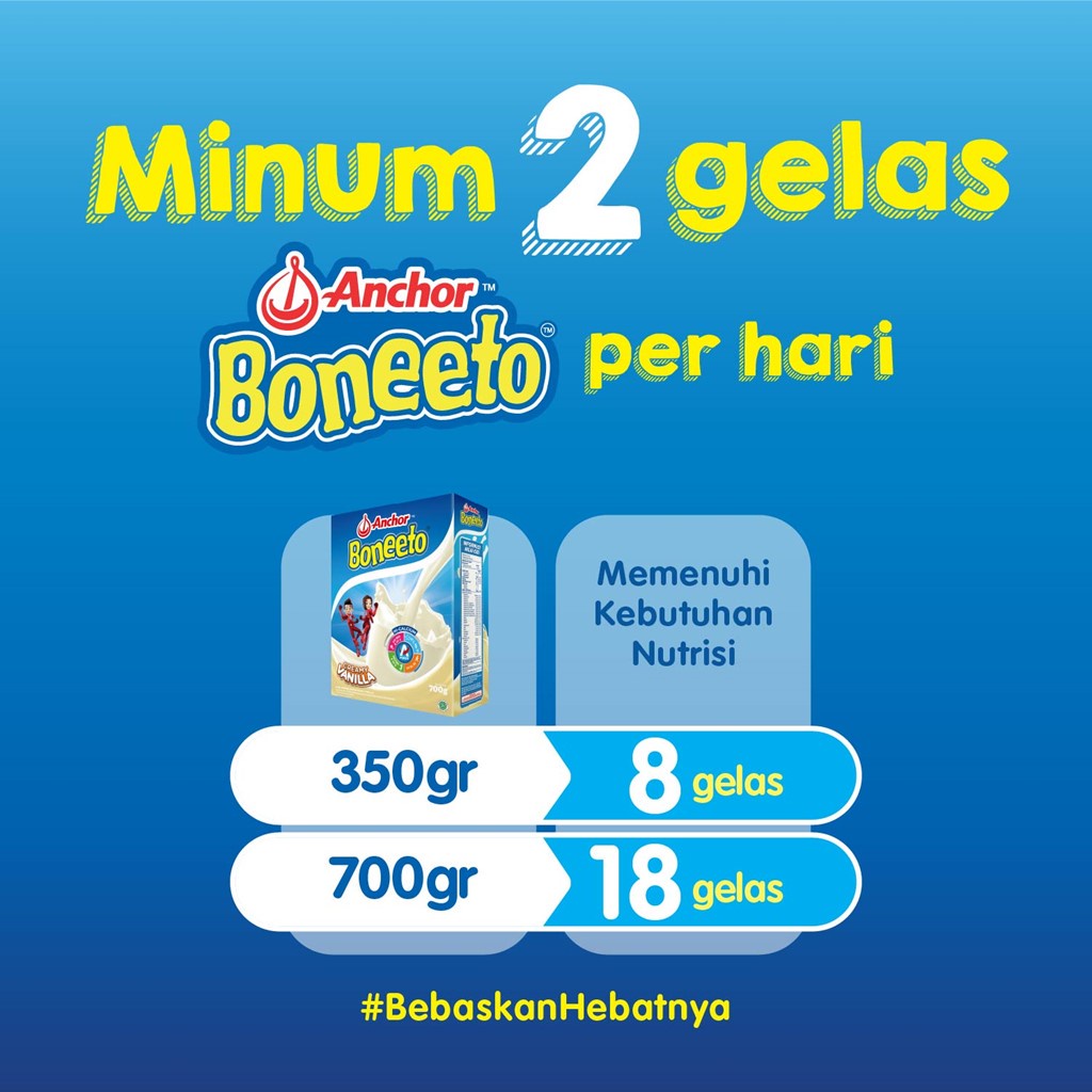 Boneeto Susu Bubuk Anak Sekolah Creamy Vanilla 2 x 685g - Nutrisi Pertumbuhan Anak untuk Daya Pikir dan Tubuh Aktif