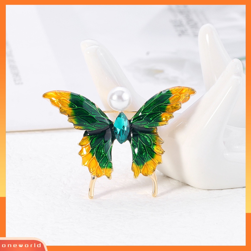 [ONE] Bros Pin Kilau Cerah Fashion Penampilan Mutiara Imitasi Bentuk Kupu-Kupu Ladies Clothing Brooch Hadiah Ulang Tahun Untuk Pernikahan