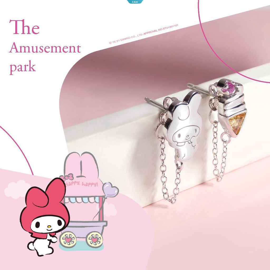 Kawaii Baru Lucu Sanrio Mymelody Anting Ear Studs Plating Silver Hiasan Ins Hadiah Natal Untuk Gadis [ZK]