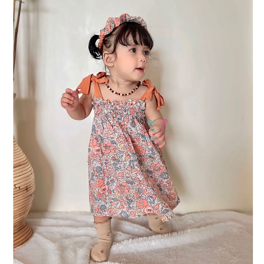 Plazababyku BBB NICOLE summer dress bayi rayon bonus headband scrunchie