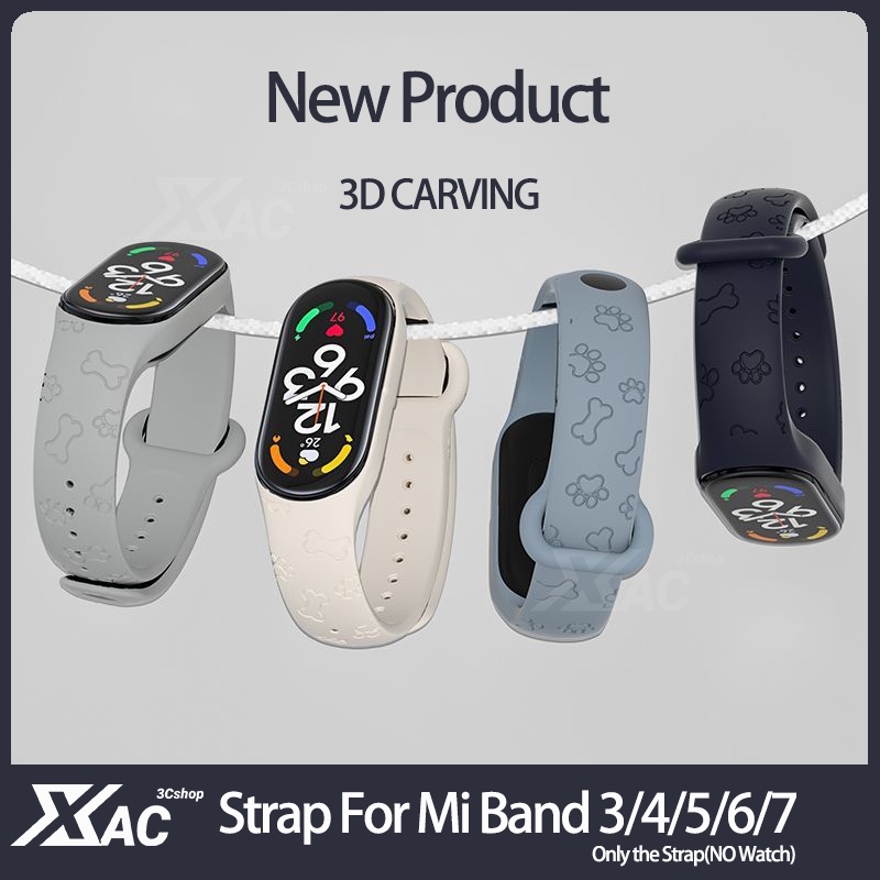 Strap For Xiaomi Mi Band 4 3 5 6 7 3D Laser Embossed Replaceable Wrist Strap Silicone bracelet For Xiaomi Band 7 6 5 4 Straps