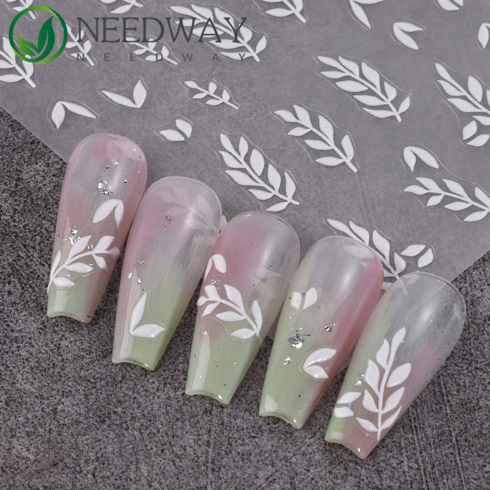 Needway   Stiker Kuku Bunga Retro Vintage Camellia 3D Relief Musim Semi Musim Panas Self Adhesive Nail Dekorasi