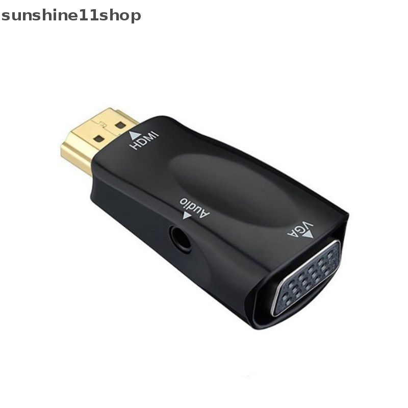 Sho HDMI-compatible Male to VGA Female Adapter Konverter Kabel Audio FHD 1080P 720P 480P PC Laptop TV Box Komputer Display Proyektor N