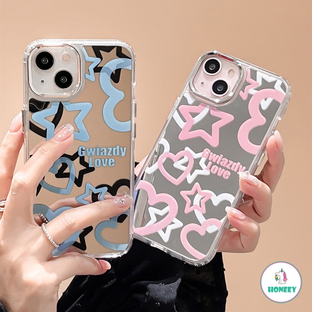 IPHONE Casing Ponsel Cermin Rias Bintang Deluxe Kompatibel Untuk Iphone14 13 12 11 Pro Max X XR 7 8 Plus TPU Shockproof Phone Cover