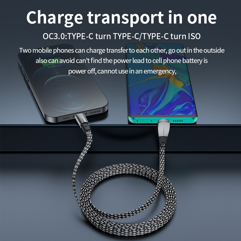 Pd 60W Kabel Fast Charging Tipe C Ke Tipe C 90derajat USB C Quick Charger Untuk Tesla Samsung Xiaomi Huawei Dengan Transfer Data