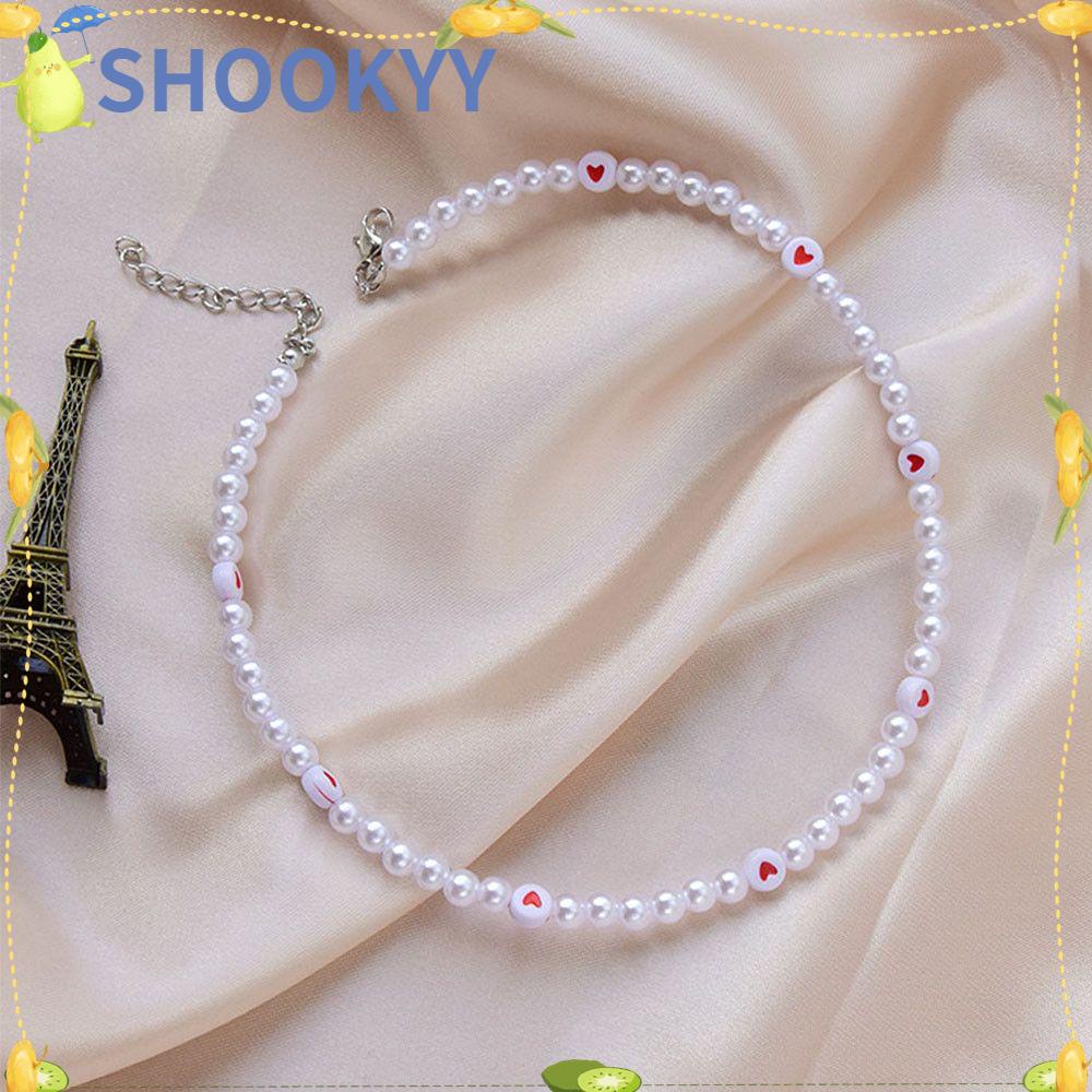 Chookyy Pearl Beads Necklace Simple Wanita Elegan Hadiah Pasangan