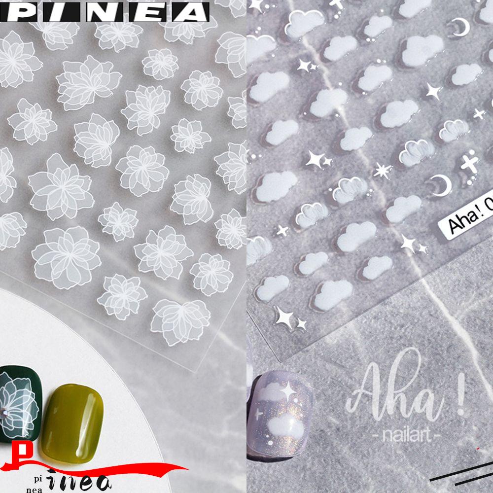 Stiker Nail Art Nanas Decals Slider Desain Kuku Untuk Wanita Perempuan Awan Putih