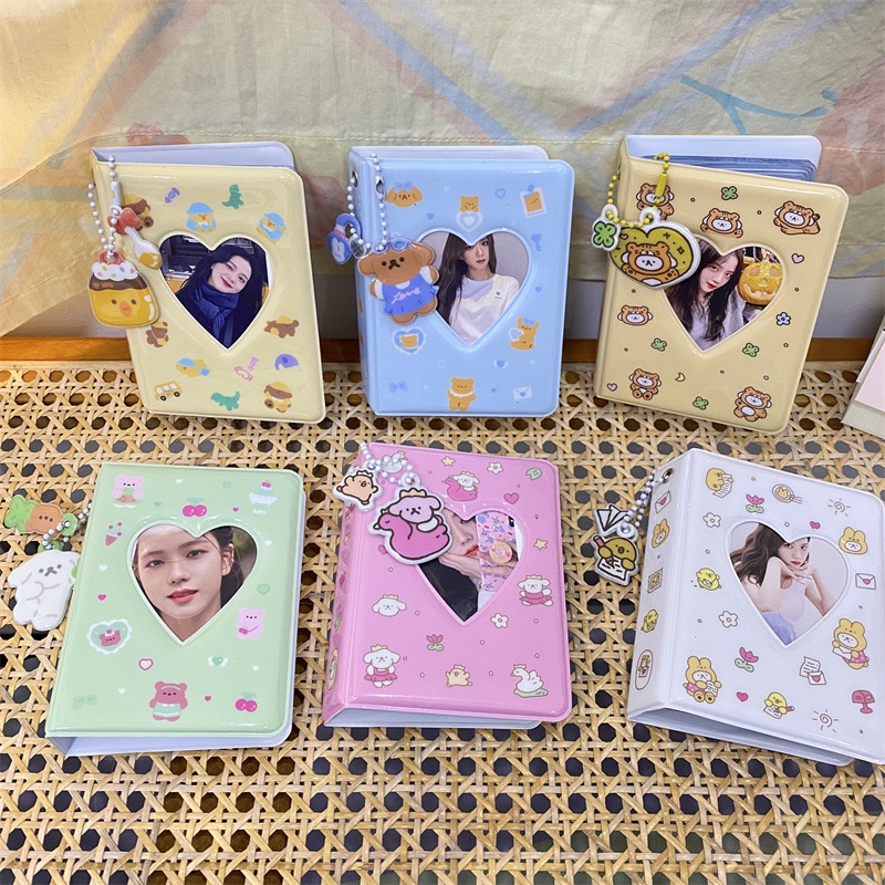 Ins Style Cute Puppy Rabbit Little Yellow Chicken Liontin Dua Sisi Gantungan Kunci Album Foto Tas Earphone Case Hias Gantung Rantai