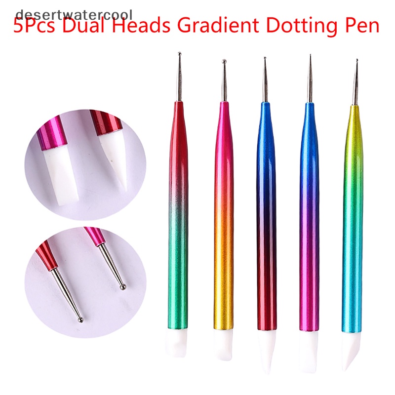 Deid 5Pcs Dual Ended Dotg Pen Rhinestone Picker Lilin Pensil Nail Art Alat Manicure Martijn