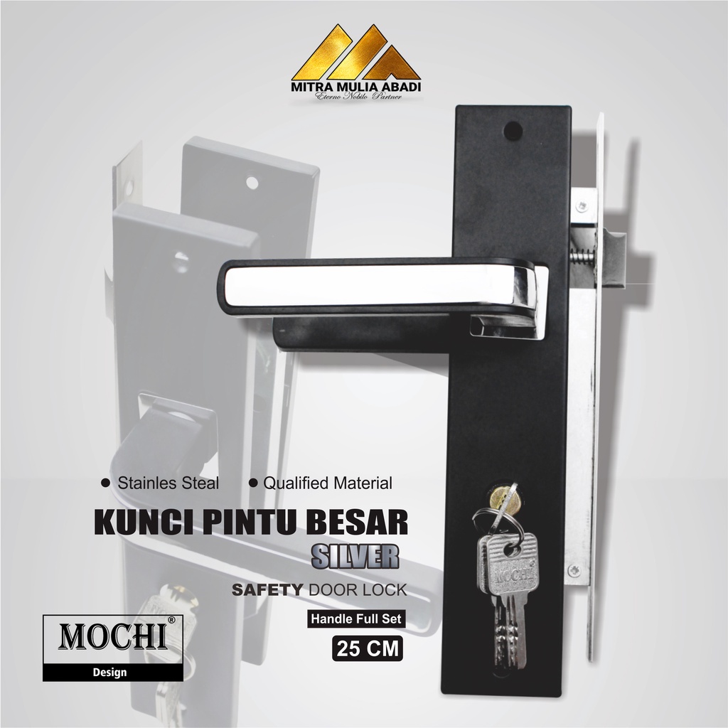 Gagang Kunci Pintu Besar 25 cm  l Handel Pintu rumah Full Set MOCHI