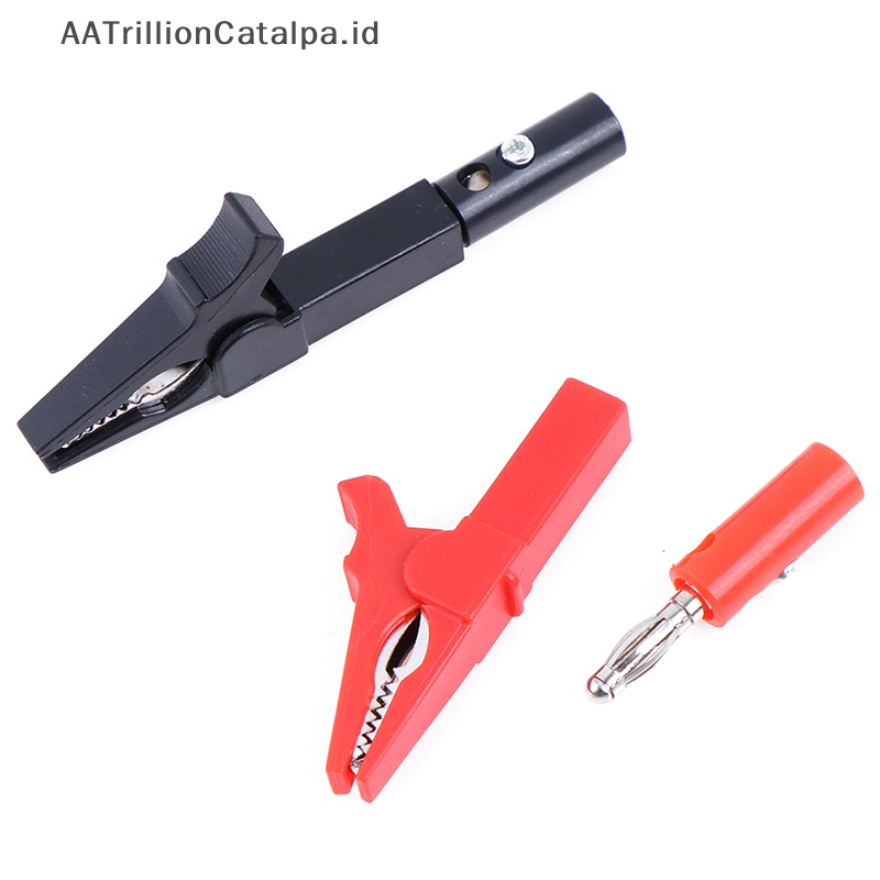 Aatrillioncatalpa 2pcs Klip Buaya 55mm Dengan 2pcs plug Pisang 4mm Hitam Dan Merah ID