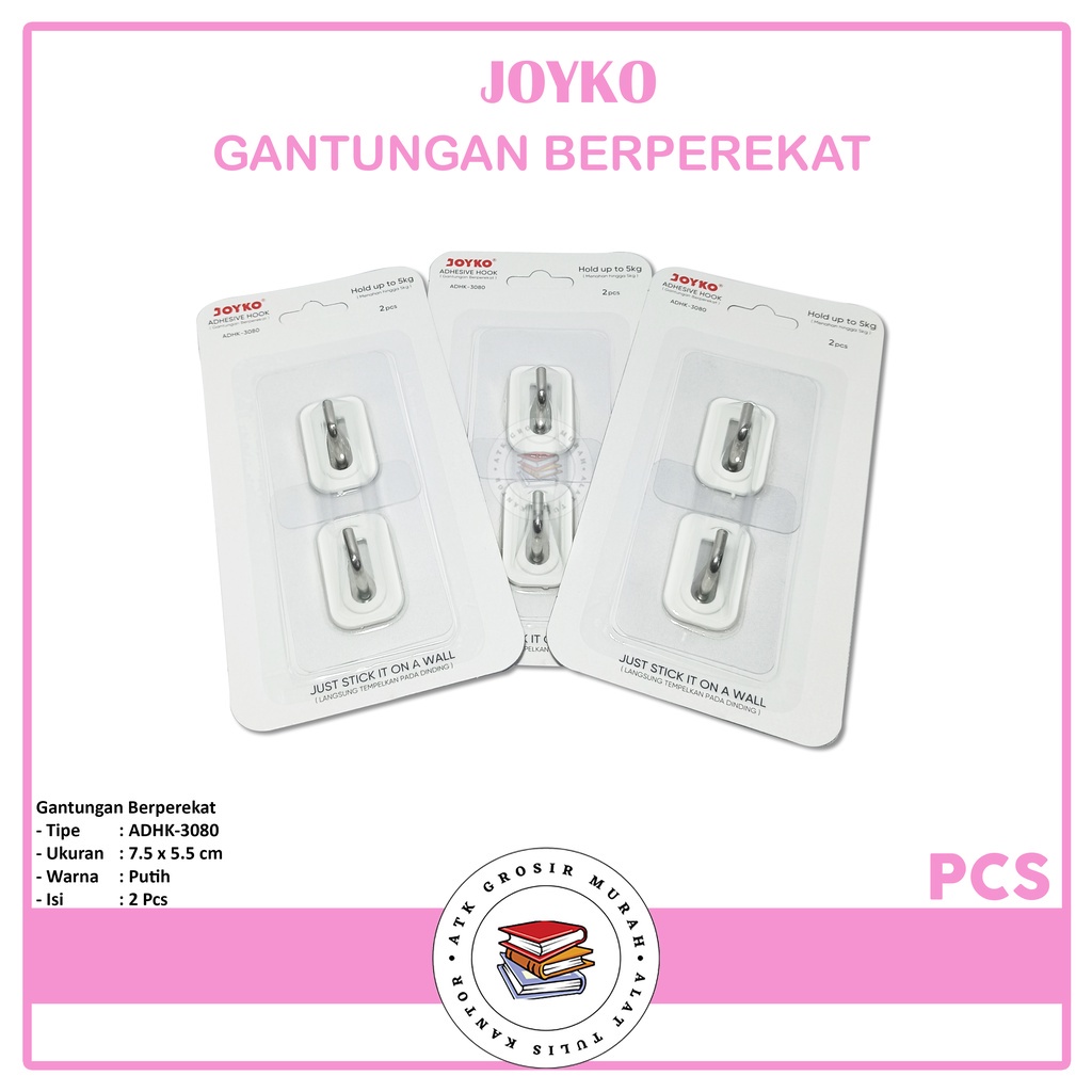 Joyko Adhesive Hook ADHK - 3080 - Gantungan Dinding Berperekat - Pcs