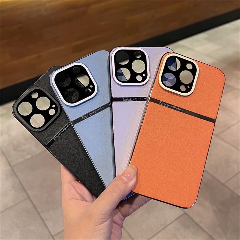 Premium new Case iPhone 14 Pro Max14 Plus Case Dengan Kamera Perlindungan Lensa Iphone13 Pro Max Kulit Mewah Tertutup Penuh Perlindungan shockproof hard back cover