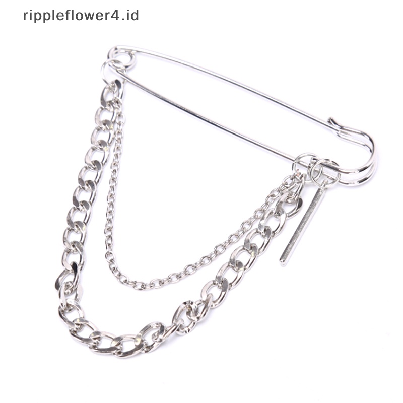 {rippleflower4.id} 1pc Unisex Klasik Rantai Pin Bros Fashion BF Punk Hip Hop Perhiasan Hadiah~