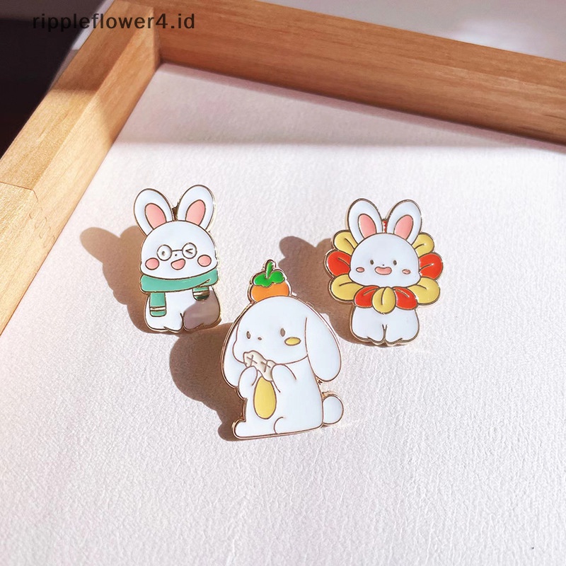 {rippleflower4.id} Bros Enamel Kelinci Tahun Baru Yang Lucu Kartun Lucky Red Carp Carrot Flower Bunny Year Badge Pakaian Lapel Pin Hadiah Perhiasan~