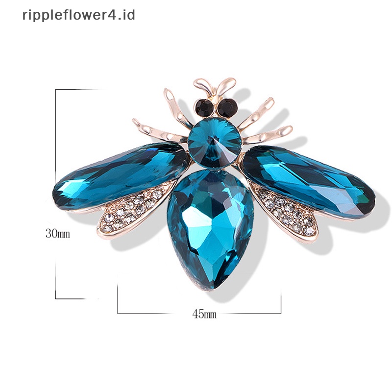 {rippleflower4.id} Fashion Kristal Lucu Lebah Bros Berlian Imitasi Paduan Bros Lady Pesta Pin Perhiasan Hadiah Bros Lebah Serangga~