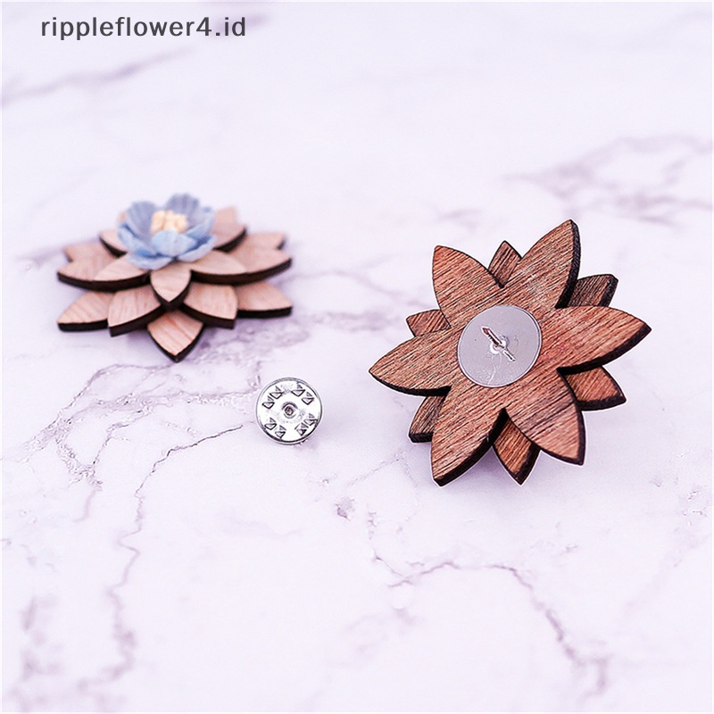 {rippleflower4.id} Bros Kayu Pria Setelan Bunga Bros Fashion Wanita Kerah Bisnis Setelan Lencana~