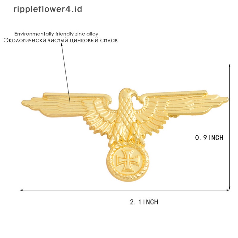 {rippleflower4.id} Eagle Military Cross Animal Collar Brooch Pin Lencana Korsase Bros Perhiasan~