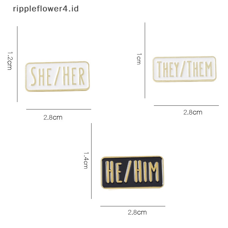 {rippleflower4.id} Kreatif Sederhana Pronouns Enamel Pin Hitam Putih SHE /HER Bros Kerah Pin Lencana Lucu Perhiasan Hadiah Untuk Teman~