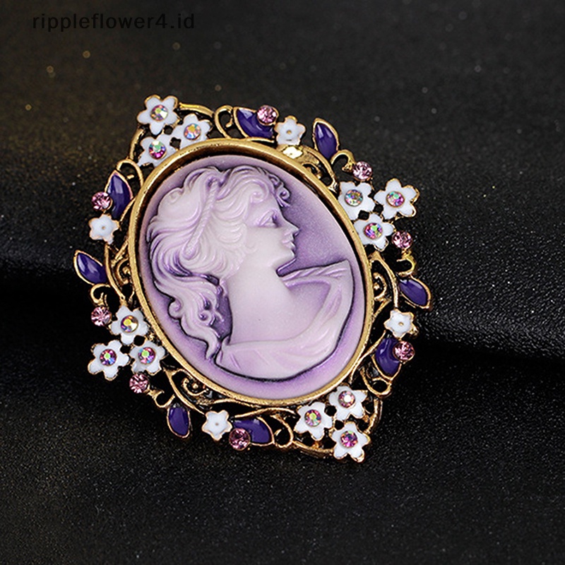 {rippleflower4.id} New Vintage Cameo Victorian Style Kristal Pesta Pernikahan Wanita Liontin Bros Pin~