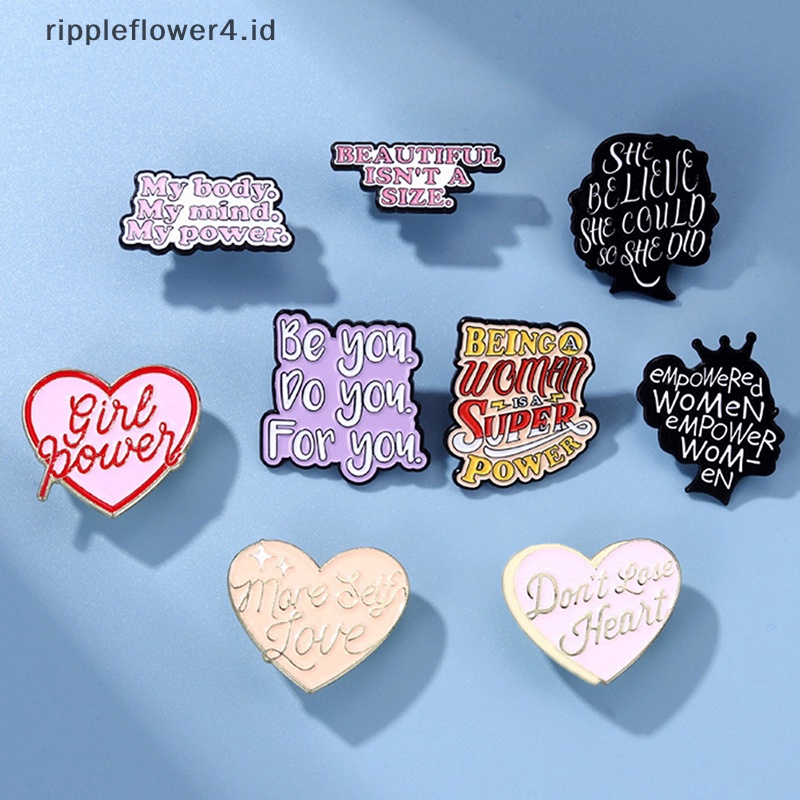 {rippleflower4.id} Kartun Kepribadian Lucu Enamel Huruf Inggris Bros Pin Mantel Kerah Pin Lencana Perhiasan Hadiah~