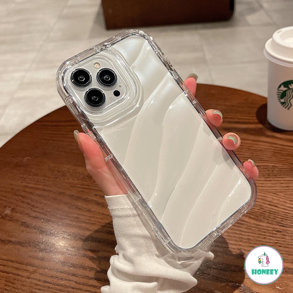 IPHONE Casing Tekstur Gelombang Fashion Untuk Iphone11 12 13 14 Pro Max XR X XS Max Transparan Shockproof Lembut TPU Penutup Belakang