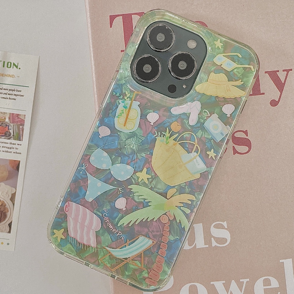 Ins Gaya Musim Panas Cocok Untuk iPhone 14 Pro Max Casing Ponsel iPhone Double-layer Pola Dicetak Kompatibel Dengan Iphone13 13pro 13prm iPhone 11 11pro 14plus 12Pro Max Shockproof TPU Phone Case