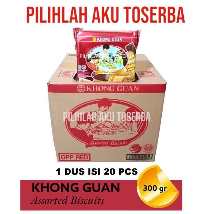 Biskuit Khong Guan ASSORTED MERAH 300 gr - ( HARGA 1 DUS isi 20 pcs )