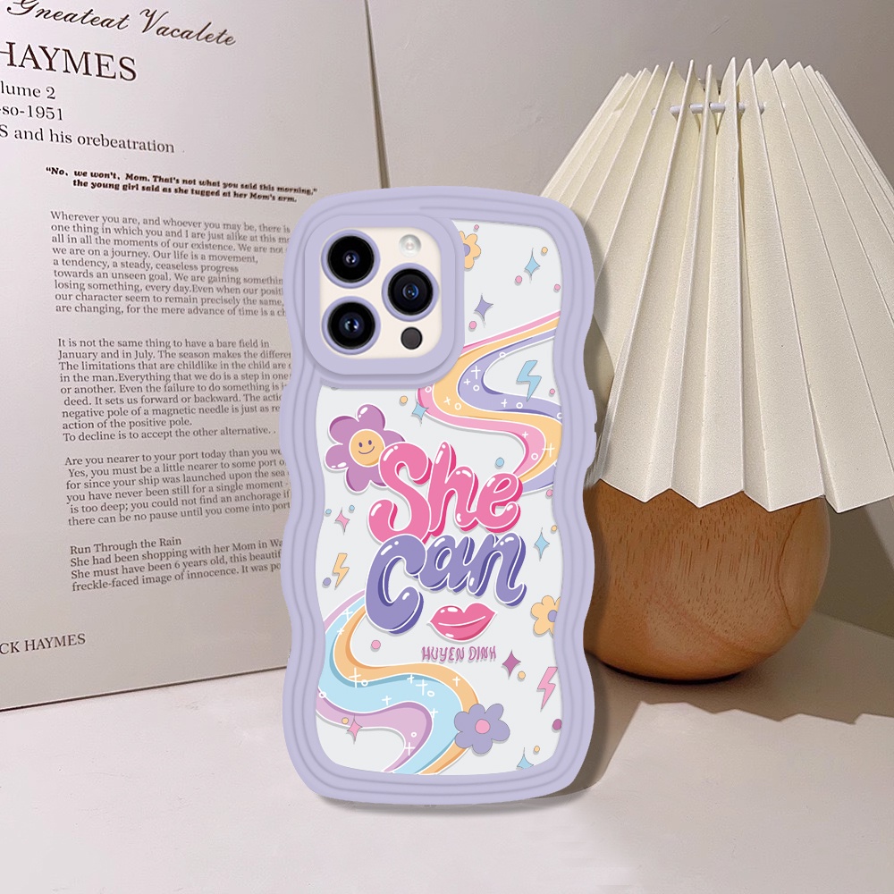 Oppo A17 A16 A16K A57 2022 A15 A78 Reno8T A54 A12 A5S A7 A94 A93 A3S A11k A53 A31 A52 A92 A37 F9 A1K A76 A36 5F A9 2020 Kreatif text Dan flowe Wave Edge TPU Phone Case Cover