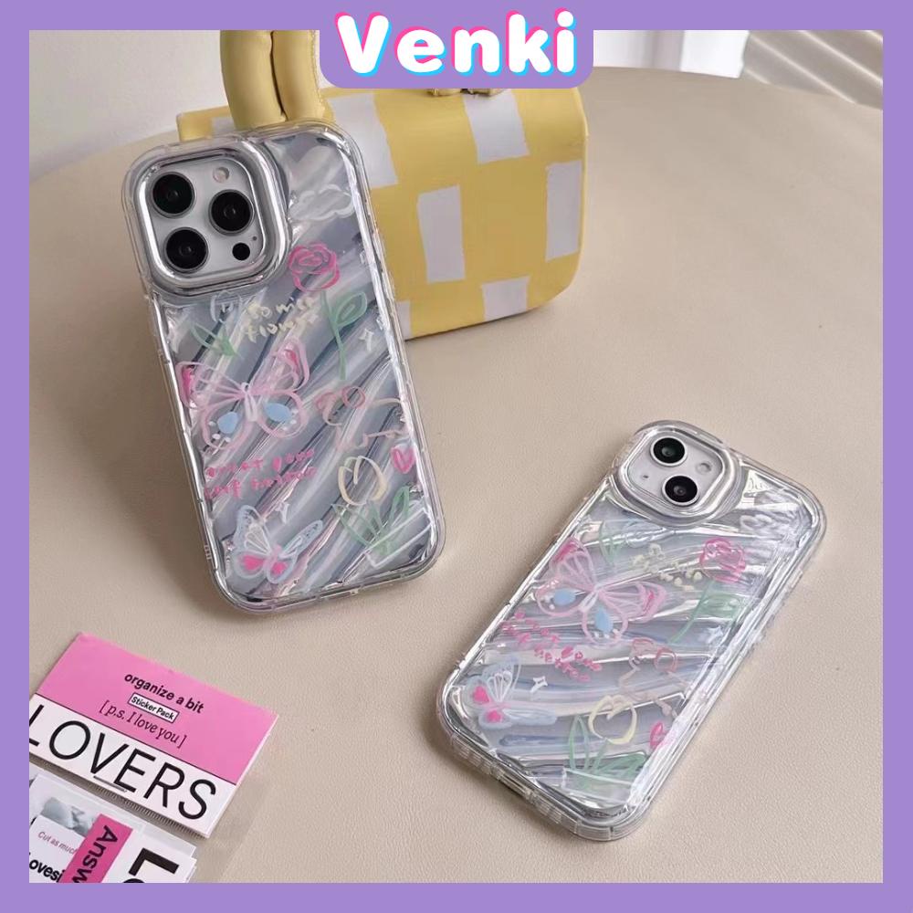 VENKI - Untuk iPhone 11 iPhone Case Laser Reflektif Bening Phone Case TPU Lembut Shockproof Airbag Phone Case Kupu-kupu Sederhana Kompatibel dengan iPhone 14 13 Pro Max 12 Pro Max XR XR 7 8