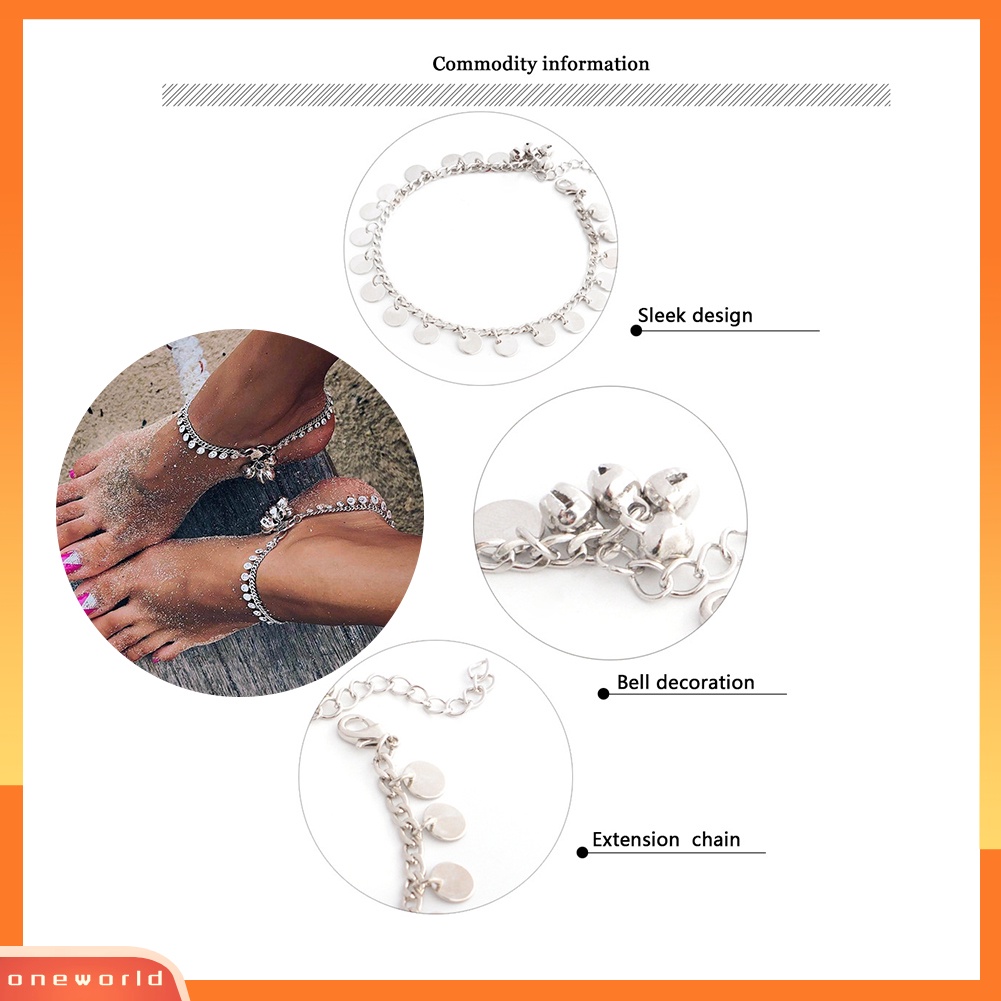 [WOD] Wanita Fashion Boho Bell Putaran Charms Gelang Kaki Ankle Bracelet Rantai Kaki Perhiasan