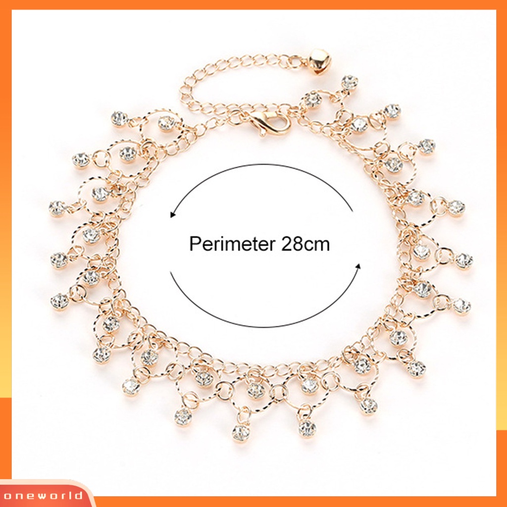 [WOD] Wanita Gelang Kaki Geometris Liontin Jumbai Perhiasan Berlian Imitasi Berkilau Rantai Anklet Beachwear