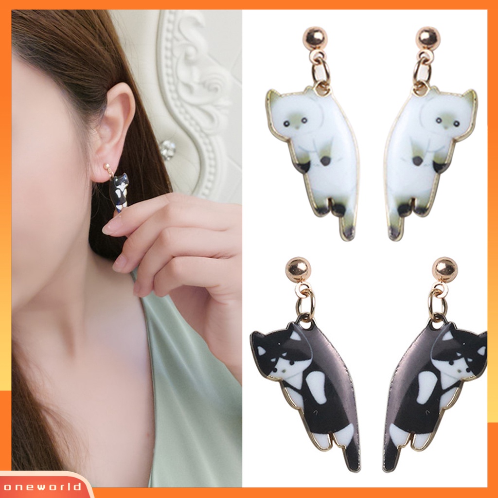 [WOD] 1pasang Anting All Match Eye-catching Simple Bentuk Kucing Dekorasi Wanita Anting Fashion Untuk Pakaian Sehari-Hari