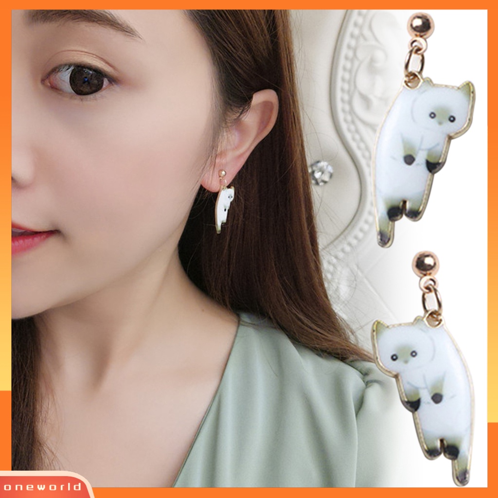 [WOD] 1pasang Anting All Match Eye-catching Simple Bentuk Kucing Dekorasi Wanita Anting Fashion Untuk Pakaian Sehari-Hari