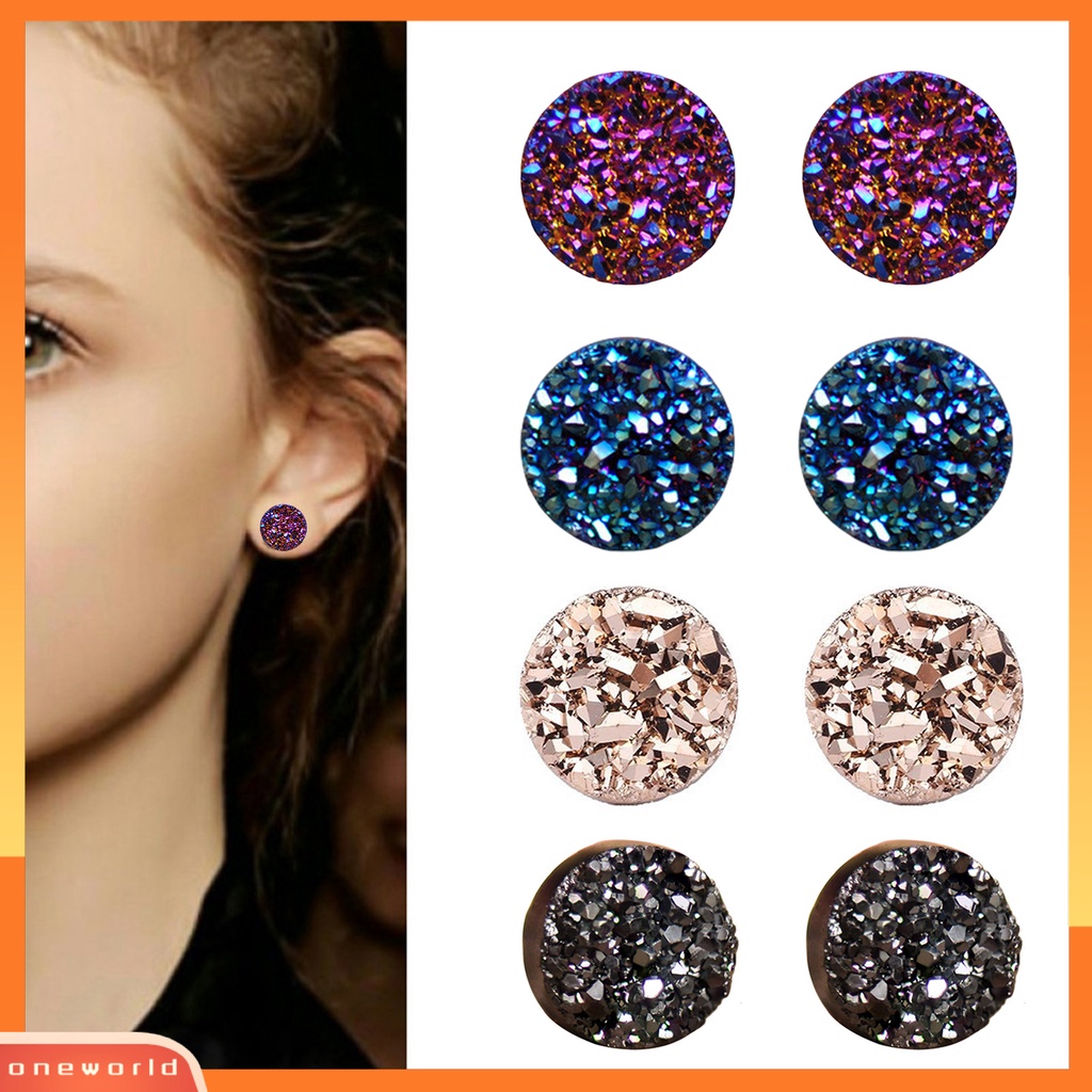 [WOD] 1pasang Klip Telinga Shiny Non-piercing Tanpa Sakit Geometris Electroplating Fashion Wanita Pria ic Stud Earrings Perhiasan Hadiah Untuk Pakaian Sehari-Hari