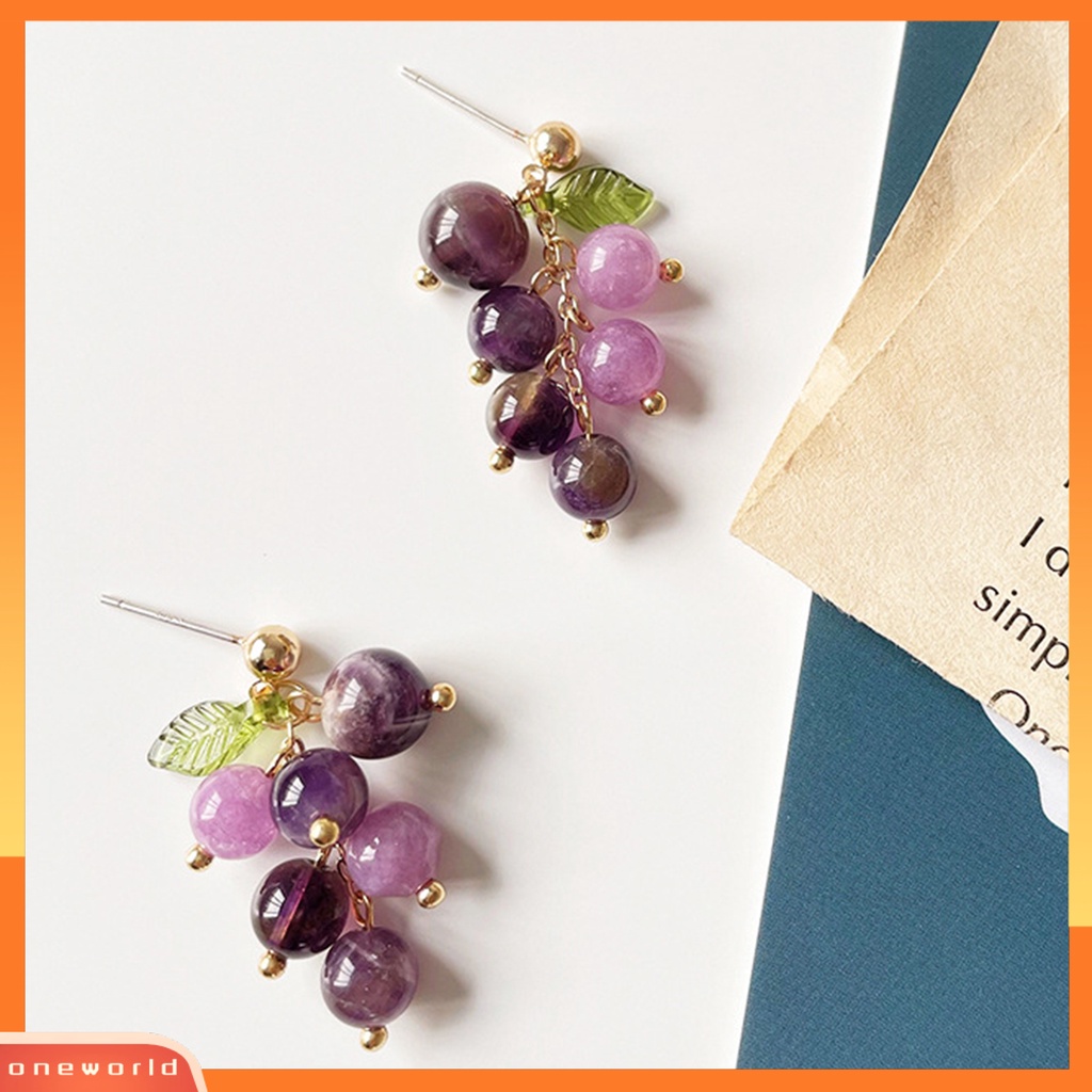 [WOD] 1pasang Hidup Menawan Menjuntai Anting Paduan Indah Buah Anggur Drop Stud Earrings Perhiasan Acessories