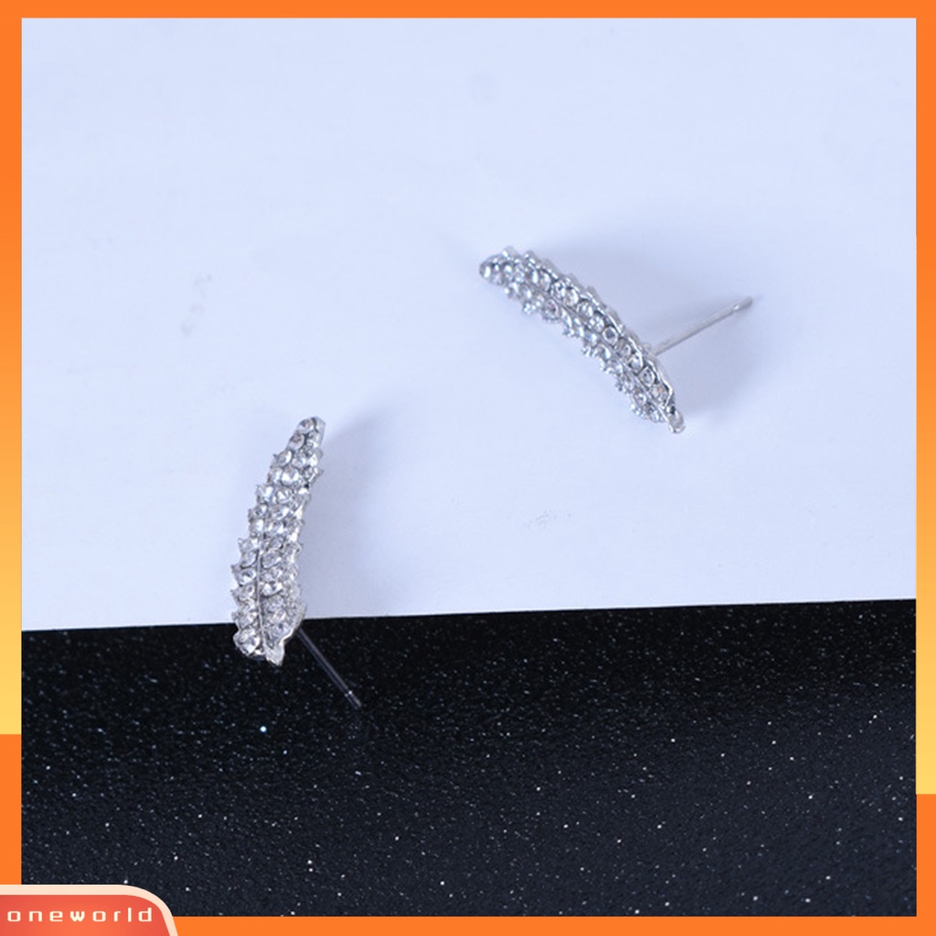 [WOD] 1pasang Anting Wanita Bentuk Daun Sparkling Cubic Zirconia Anting Lady Indah Untuk Hadiah