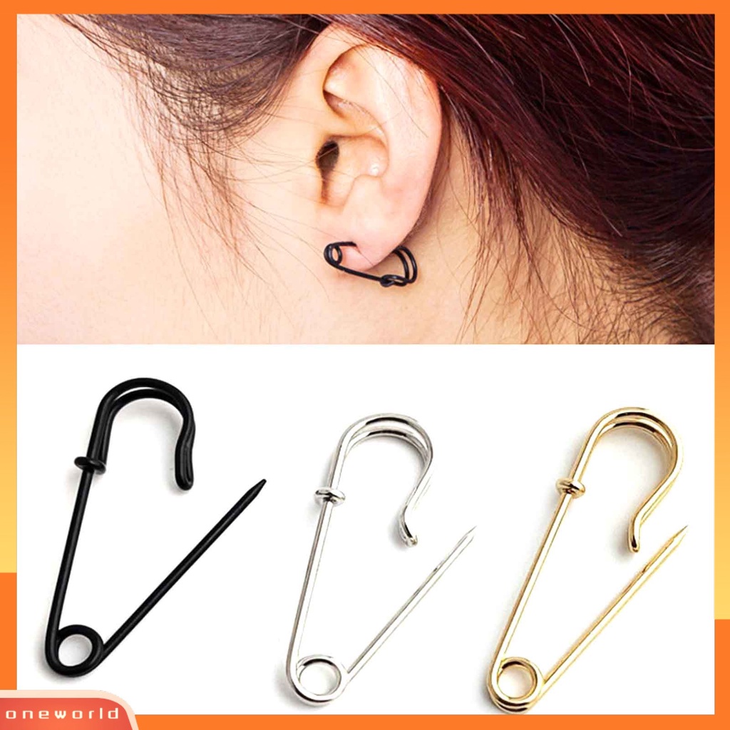 [WOD] 1pasang Anting Tusuk Wanita Bentuk Pin Punk Alloy Mini Untuk Belanja