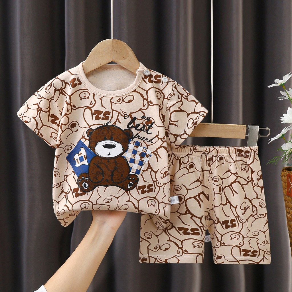 Baju dan celana anak bahan katun tebal berkualitas untuk cowok cewek ukuran 73cm s/d 120cm harga grosir bisa cod model B40- B47