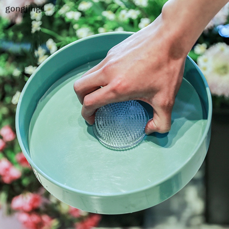 Ggg Bulat Ikebana Kenzan Flower Frog Suction Cup Alat Susun Bunga Plastik Art Fixed Rubber Base Holder Floral Decor Pot Vas ID