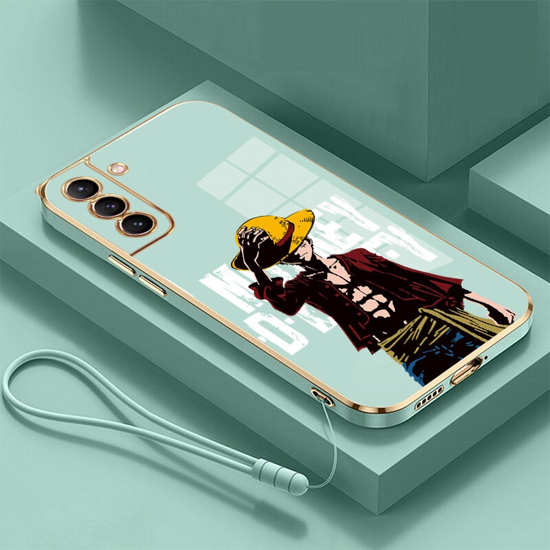【Free Lanyard】Casing For Infinix Hot 11 2021 8 Pro 9 9 Pro 9 Play 10 Play 11 Play 10T 10s NFC 11s NFC Spark 12 12i Luxury Soft Plating Square Drop-proof Silicon TPU Shockproof Phone Case Anime Cartoon One Piece Monkey D Luffy Protective Back Cover