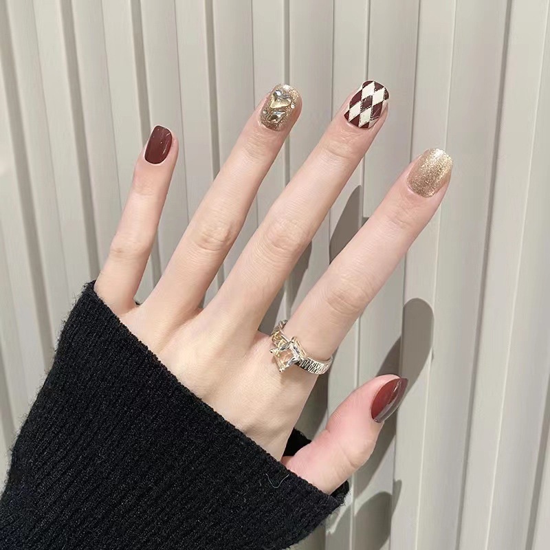 X95 24 Pcs DIY Kuku Palsu French Cool Finger Nail Art Stiker Kuku Palsu