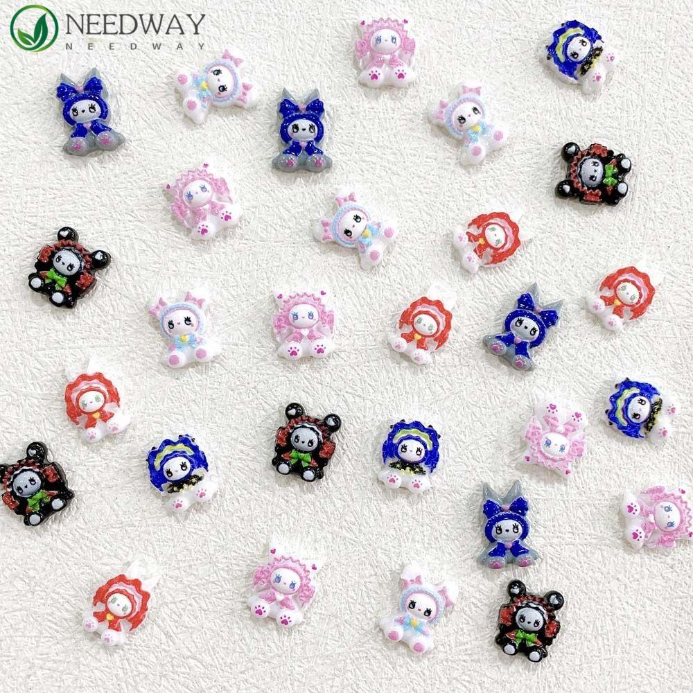 Needway Kartun Dekorasi Kuku Lucu Warna-Warni Kartun Boneka Resin Fashion Hiasan Kuku Perhiasan Kuku 3D